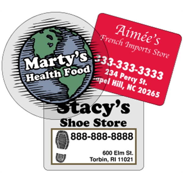 Clear polyester (back adhesive) are wound 500 or 1000 per roll... from ASI 89910 Stouse, LLC