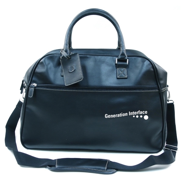 Simulated leather PVC duffel bag with matching simulated leather ID tag.... from ASI 63698 Justin Case® / Justin Case®