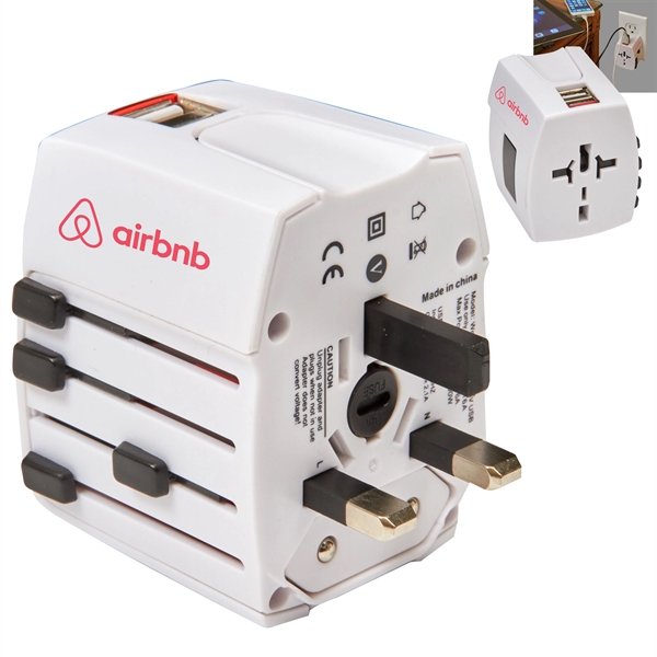 Universal world travel adapter w/ 2 USB ports.... from ASI 63698 Justin Case®