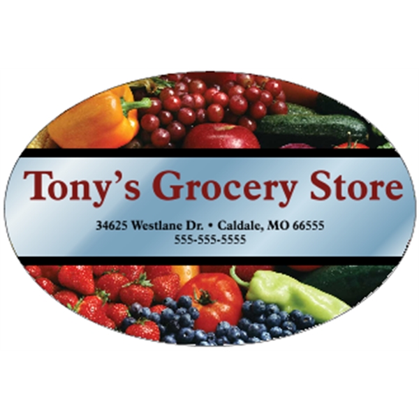 4.5" x 3" chrome polyester decal with oval shape; suitable for... from ASI 89910 Stouse, LLC