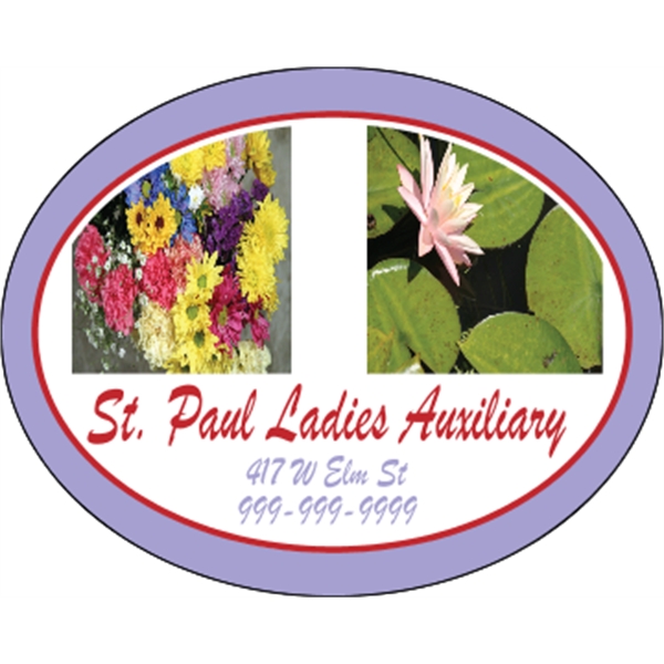 5" x 4" removable white vinyl decal with oval shape; suitable... from ASI 89910 Stouse, LLC