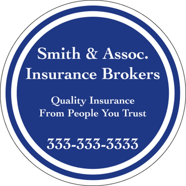 1" circle shaped white vinyl decal with one color imprint; suitable... from ASI 89910 Stouse, LLC