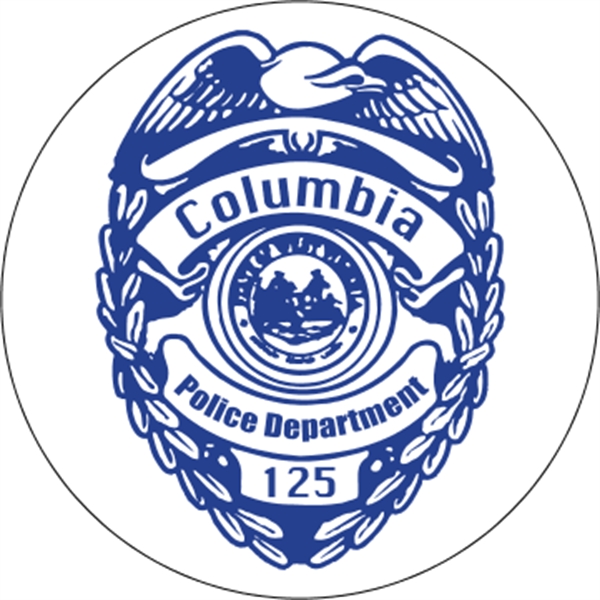 5" circle shaped white vinyl decal with one color imprint; suitable... from ASI 89910 Stouse, LLC