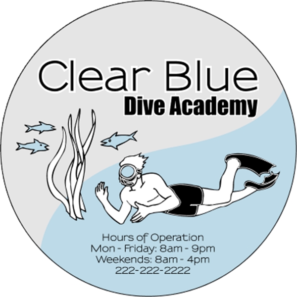 5.5" circle shaped decal with clear static backing and one color... from ASI 89910 Stouse, LLC