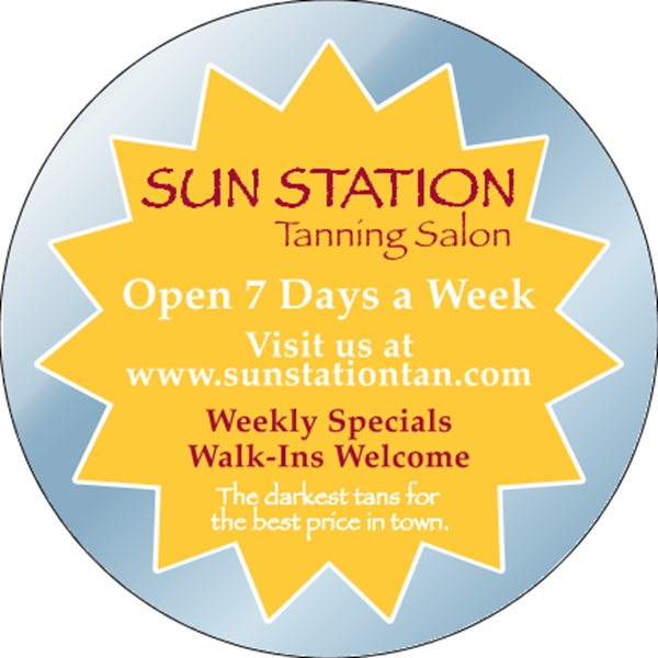 6" circle shaped decal made of chrome polyester with a one... from ASI 89910 Stouse, LLC