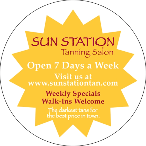 6" circle shaped white decal with static backing and a color... from ASI 89910 Stouse, LLC