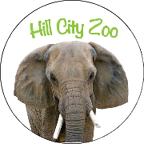 2.5" circle shaped white vinyl decal with four color process imprint;... from ASI 89910 Stouse, LLC