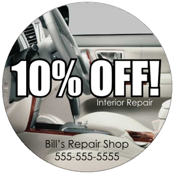 5" circle shaped white vinyl decal with four color process imprint;... from ASI 89910 Stouse, LLC