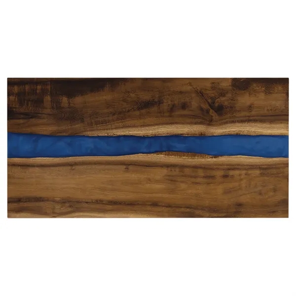 Acacia serving board with blue or white pearl resin and laser-engraved... from ASI 72657 Active Life Promo / Apres Ski Ingrain Promo