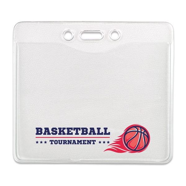 These event-size vinyl badge holders feature a clear front with a... from ASI 79898 Promovision / PROMOVISION