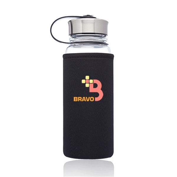 25 oz. Kangaroo glass bottle with black plastic lid all wrapped... from ASI 39552 BEL Promo