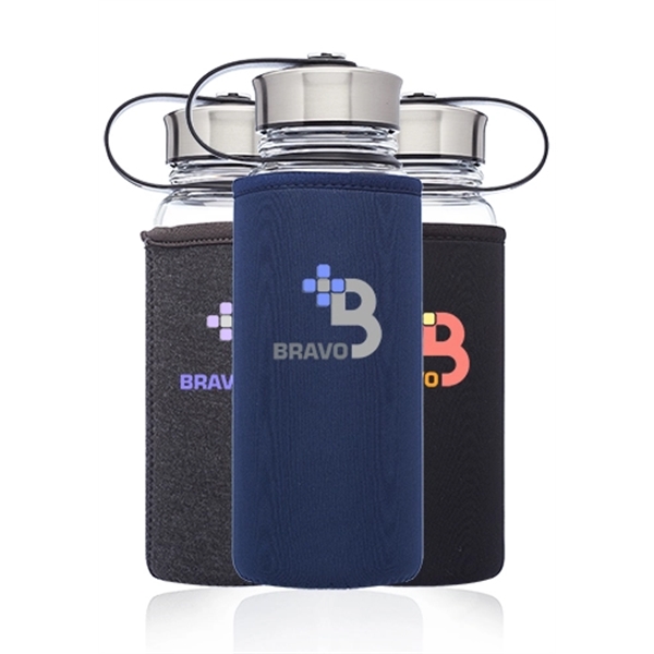 25 oz. Kangaroo glass bottle with black plastic lid all wrapped... from ASI 39552 BEL Promo