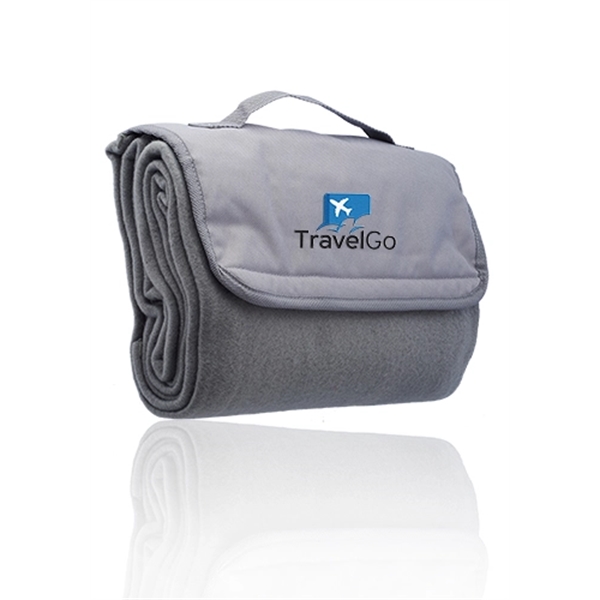 55" x 45" polyester fleece, roll-up picnic blanket with woven handle... from ASI 39552 BEL Promo