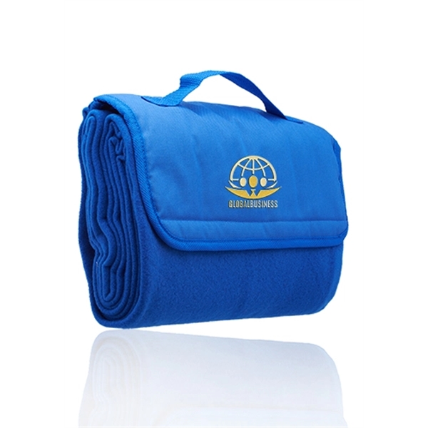 55" x 45" polyester fleece, roll-up picnic blanket with woven handle... from ASI 39552 BEL Promo