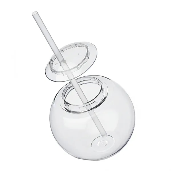 15 oz. fishbowl shaped cocktail ball plastic tumbler with screw-on lid,... from ASI 37218 Athena Promo (tm)