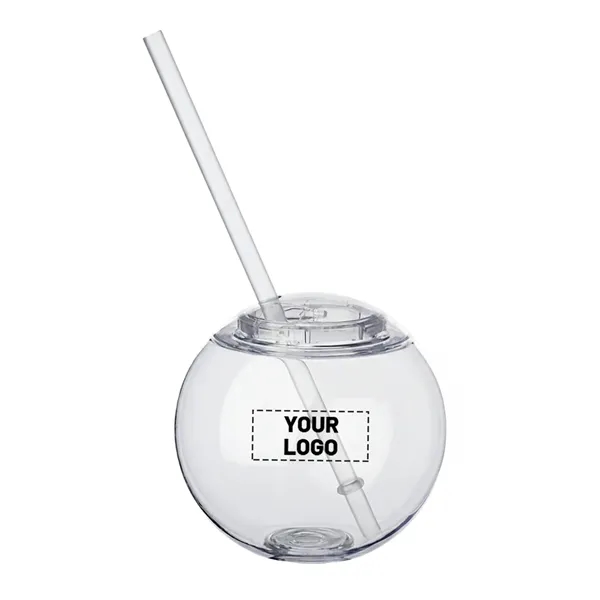 15 oz. fishbowl shaped cocktail ball plastic tumbler with screw-on lid,... from ASI 37218 Athena Promo (tm)
