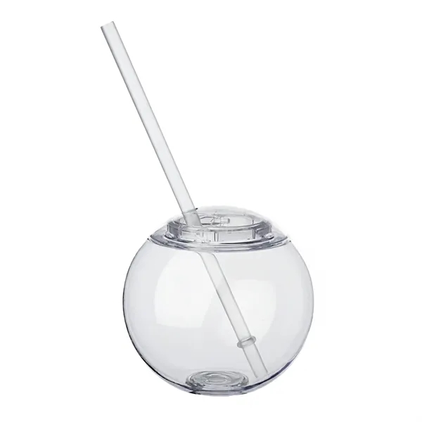 15 oz. fishbowl shaped cocktail ball plastic tumbler with screw-on lid,... from ASI 37218 Athena Promo (tm)
