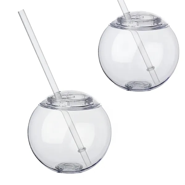 15 oz. fishbowl shaped cocktail ball plastic tumbler with screw-on lid,... from ASI 37218 Athena Promo (tm)