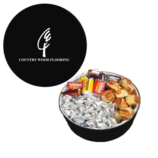 Tin filled with multiple filler options of good gift snacks and... from ASI 61125 Hit Promotional Products
