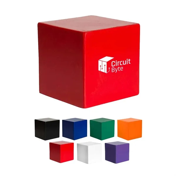 Cube shaped stress reliever made of squeezable PU material.... from ASI 63549 Jornik Manufacturing Corp