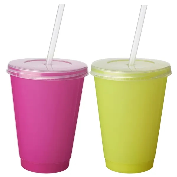 16 oz. color changing tumbler with straw and 1 color silkscreen... from ASI 37218 Athena Promo (tm)