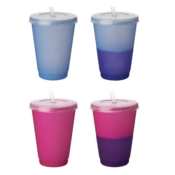 16 oz. color changing tumbler with straw and 1 color silkscreen... from ASI 37218 Athena Promo (tm)