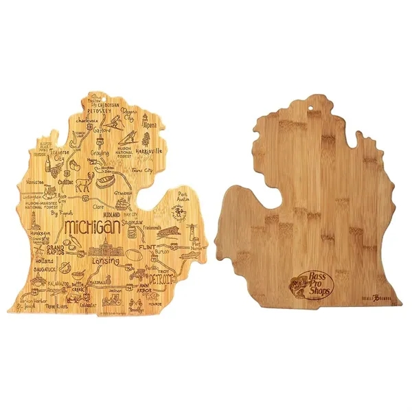 Bamboo serving/cutting board in the shape of USA destinations.... from ASI 88060 Snugz/USA Inc