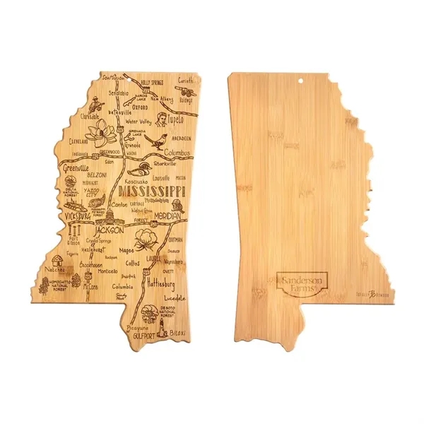 Bamboo serving/cutting board in the shape of USA destinations.... from ASI 88060 Snugz/USA Inc