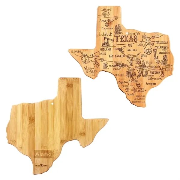 Bamboo serving/cutting board in the shape of USA destinations.... from ASI 88060 Snugz/USA Inc