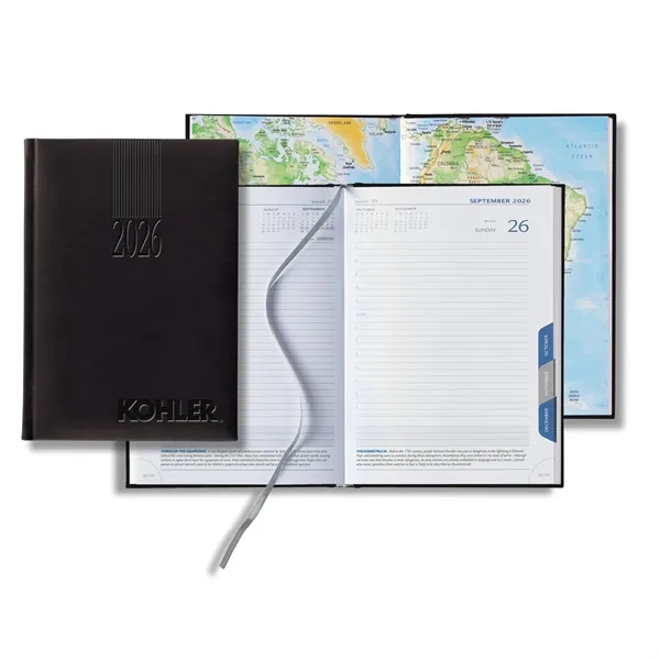 Mid-size daily planner with 416 white lined pages, tabbed sections, ribbon... from ASI 68507 The Magnet Group / Castelli