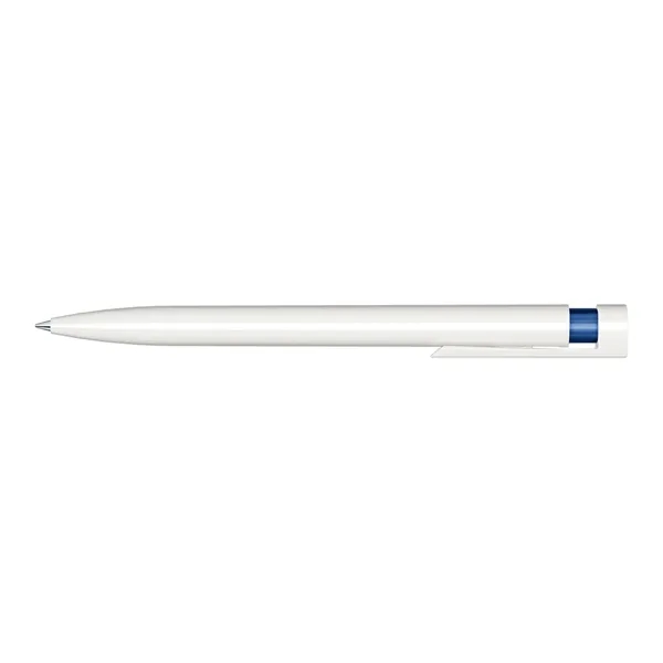 Plastic plunger action ballpoint pen with glossy opaque barrel and pocket... from ASI 68507 The Magnet Group / Castelli