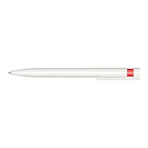 Plastic plunger action ballpoint pen with glossy opaque barrel and pocket... from ASI 68507 The Magnet Group / Castelli