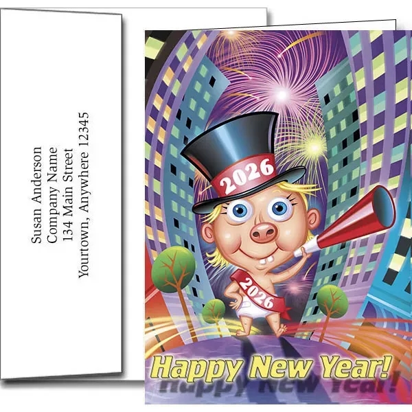 New Years greeting cards with fireworks design... from ASI 46719 Corner Lot Marketing Inc / CLMPromotions