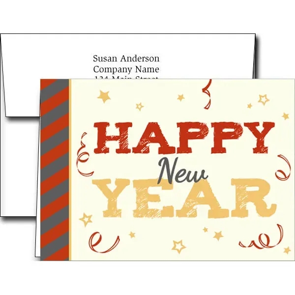 New Years greeting cards with fireworks design... from ASI 46719 Corner Lot Marketing Inc / CLMPromotions