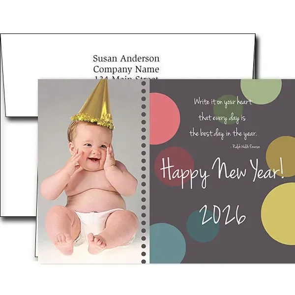 New Years greeting cards with fireworks design... from ASI 46719 Corner Lot Marketing Inc / CLMPromotions
