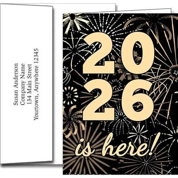 New Years greeting cards with fireworks design... from ASI 46719 Corner Lot Marketing Inc / CLMPromotions