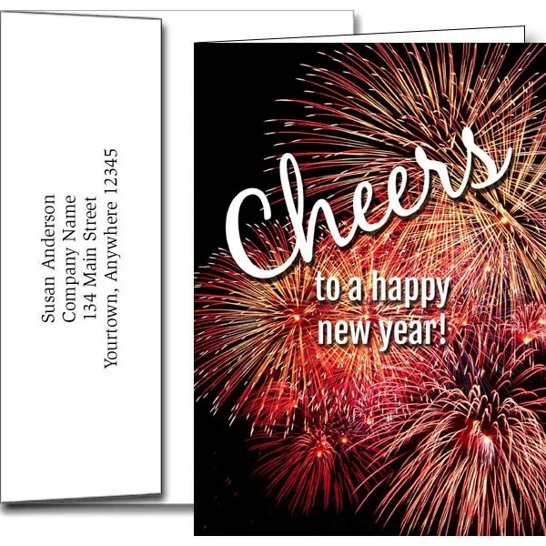 New Years greeting cards with fireworks design... from ASI 46719 Corner Lot Marketing Inc / CLMPromotions