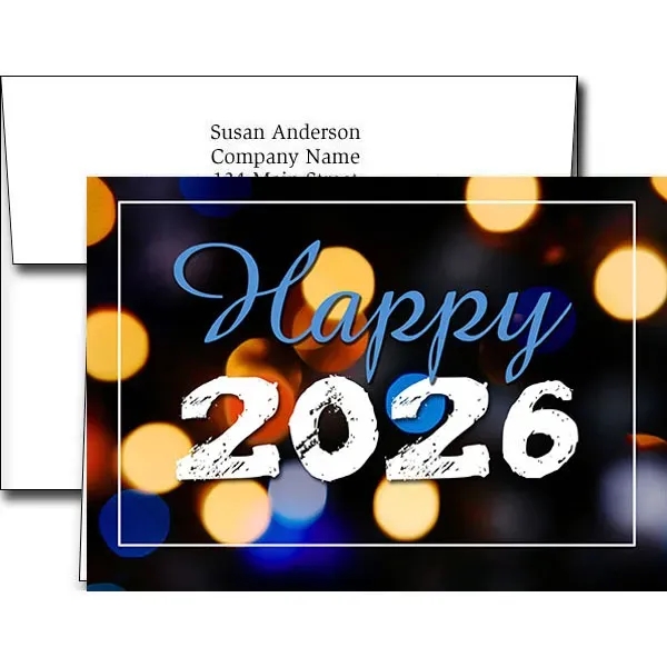 New Years greeting cards with fireworks design... from ASI 46719 Corner Lot Marketing Inc / CLMPromotions