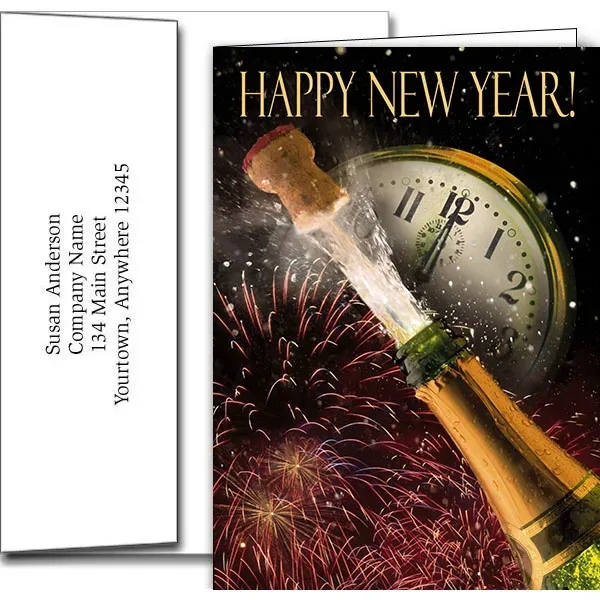 New Years greeting cards with fireworks design... from ASI 46719 Corner Lot Marketing Inc / CLMPromotions