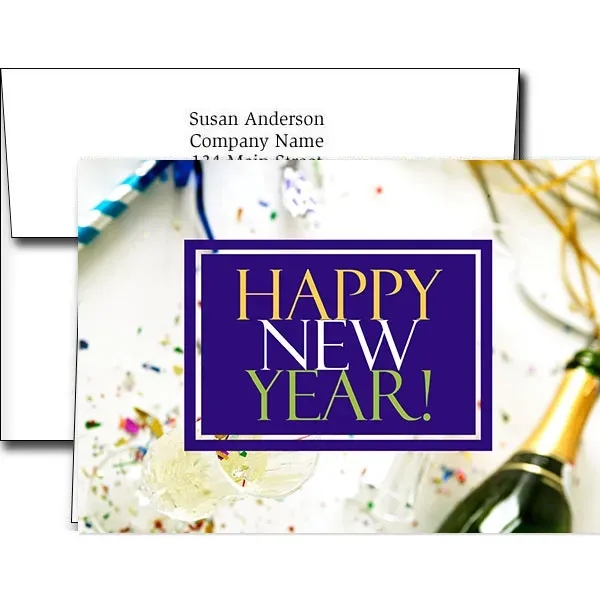 New Years greeting cards with fireworks design... from ASI 46719 Corner Lot Marketing Inc / CLMPromotions