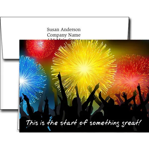 New Years greeting cards with fireworks design... from ASI 46719 Corner Lot Marketing Inc / CLMPromotions