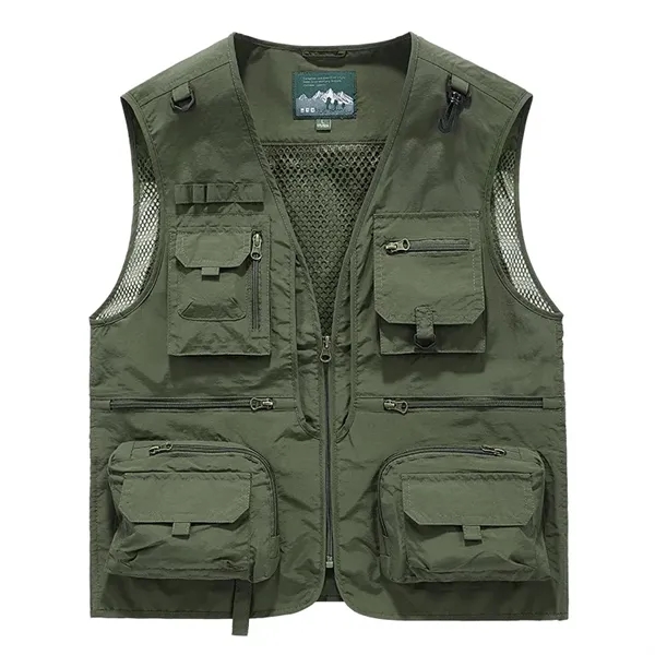 Breathable fishing vest with stowable back panel, multi-pocket design, and heat-transfer... from ASI 72657 Active Life Promo / Active Life