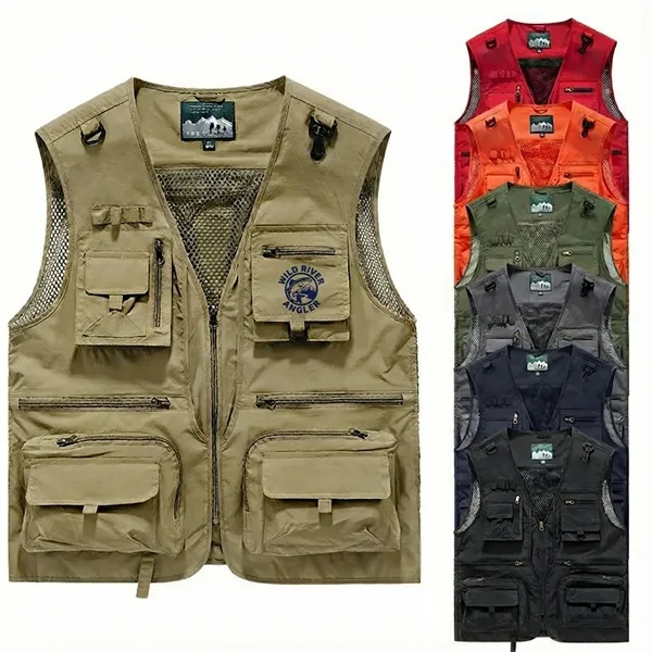 Breathable fishing vest with stowable back panel, multi-pocket design, and heat-transfer... from ASI 72657 Active Life Promo / Active Life