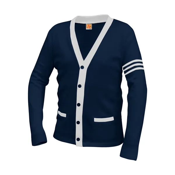 Unisex Two-Pocket Varsity 5-Button Contrast Cardigan Swea...... from ASI 86018 Scrub Authority