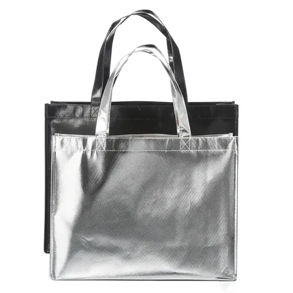 Recyclable non-woven metallic laminated tote bag with 1 color silkscreen imprint... from ASI 37218 Athena Promo (tm)