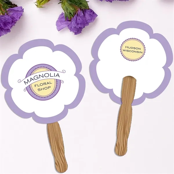 12.50"H x 8.02"W flower shaped hand held 120 # paper fan... from ASI 54040 Fey Promo
