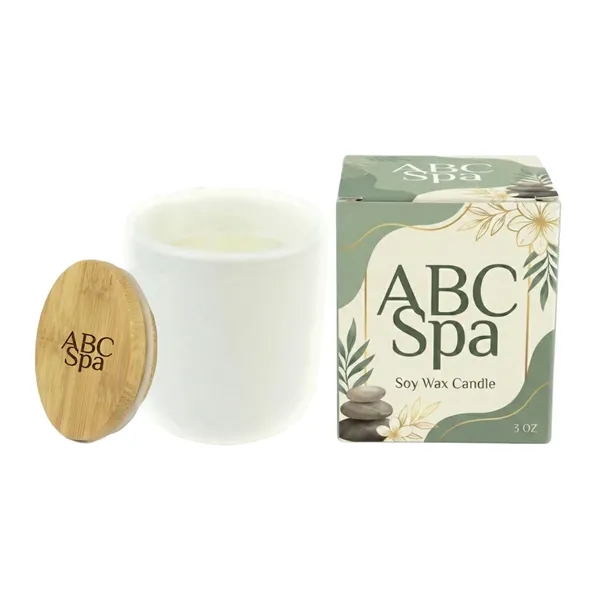 Soy Wax Candle with Bamboo Lid, Classic Ceramic container 3 oz... from ASI 72657 Active Life Promo / Apres Ski Ingrain Promo Ingrain