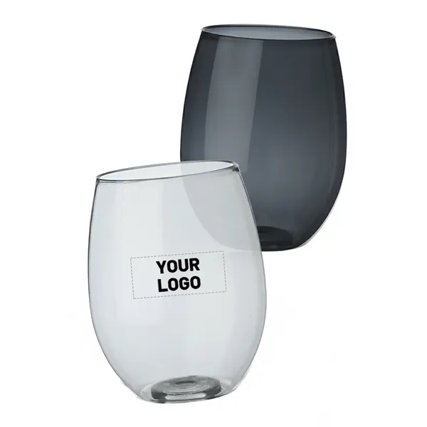 Stemless plastic wine glass of 16 oz. capacity with 1 color... from ASI 37218 Athena Promo (tm)