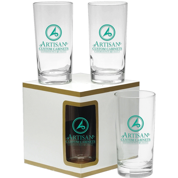Set of four, 12-ounce deluxe beverage glasses in presentation gift box.... from ASI 71920 Moderne Glass Company Inc / Glass America®