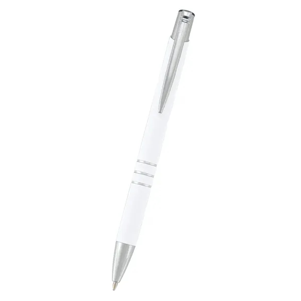 5.5" aluminum plunger-action Softex pen with ring accents and pocket clip.... from ASI 61125 Hit Promotional Products / Hit®